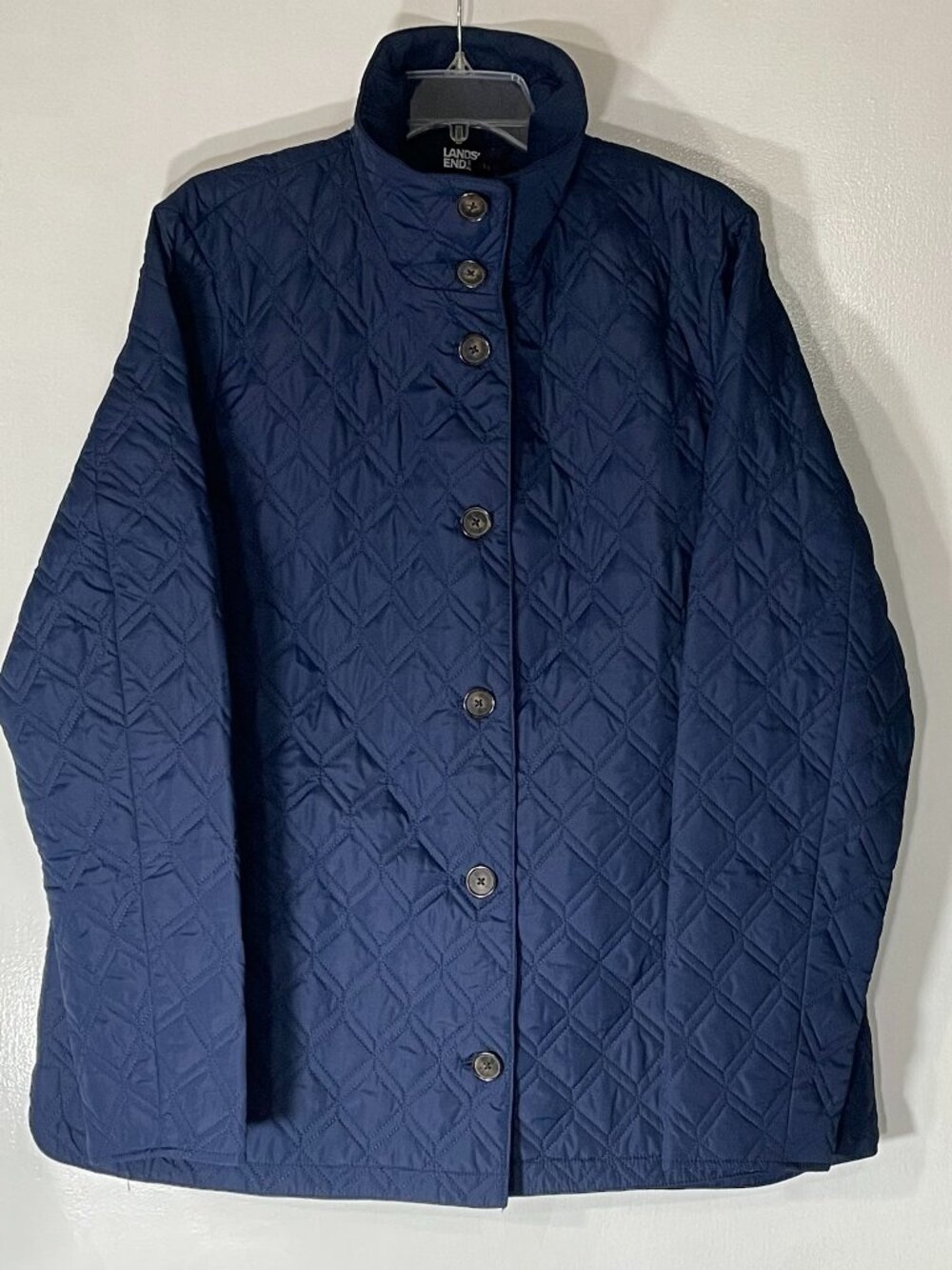 NWT Lands’ End Women’s Navy Quilted Jacket Primaloft Size XL 18 Poly/Spandex NEW